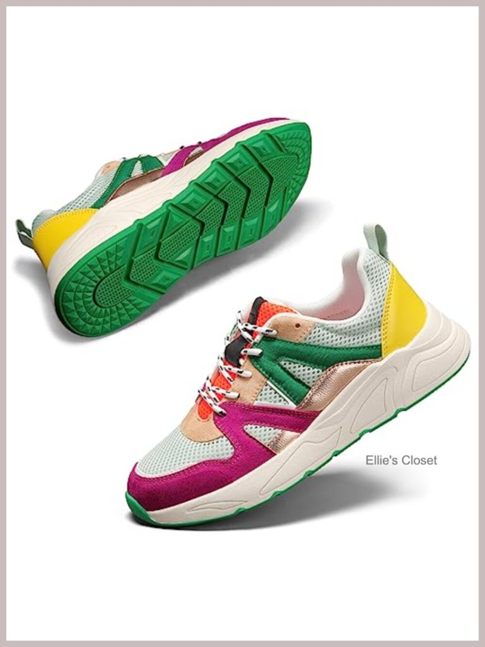 Retro Chunky Platform Walking Sneakers for Women with Memory Foam Insole
